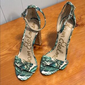Sam Edelman Green Tropical Stiletto Heels